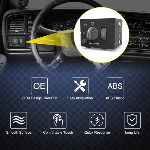 Nilight Headlight Dimmer Switch Compatible with 1999 2000 2001 2002 Chevy Silverado 1500 2500 3500 Suburban 1500 2500 Tahoe 1999-2002 GMC Sierra 1500 2500 with Yellowish LED Light in Saudi Arabia