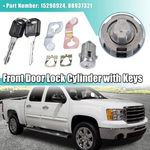 X AUTOHAUX 1 قطعة أسطوانة قفل الباب مع 2 مفتاح لسيارة GMC Sierra 1500 2500 3500 Yukon لسيارة Chevy Silverado Tahoe Suburban for Hummer H2 لكاديلاك قفل الباب الأمامي الأيسر أو الأيمن رقم 15298924 in Saudi Arabia