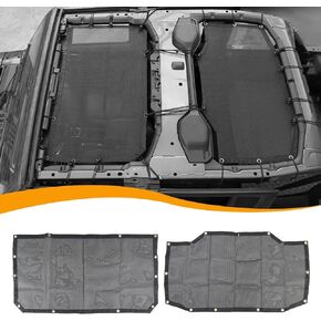 Hoolcar Front & Rear Mesh Sun Shade for Jeep Wrangler JL Unlimited (2018-2024) 4 Doors- American Flag Mesh Screen Sunshade JLU Top Mesh Cover UV Blocker Mesh Cover, American Flag
