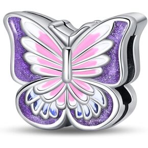 KUNSIR 925 Sterling Silver Clip-On Charm for Reflexions Mesh Bracelet Charm Bead fits Flat charm Bracelets Gift for Women（butterfly）