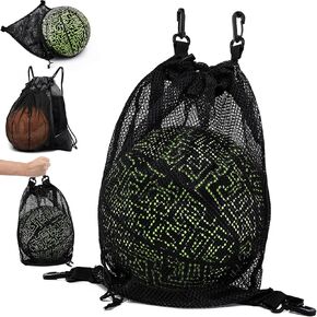 KAEGREEL Drawstring Soccer Bag for Boys, Foldable Basketball Backpack Gym Bag Sackpack Sports Sack with Detachable Ball Mesh Bag for Volleyball Baseball Yoga, Grey