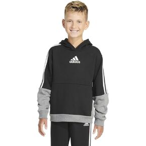 adidas Youth Pullover Fleece Hoodie Black/Heather Grey LARGE (14/16)