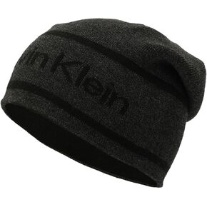 Calvin Klein Men's Jacquard Stripe Logo Reversible Beanie