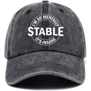 I'm so Mentally Stable It's Insane,Funny Hats,Vintage Caps,Adjustable Cotton Baseball Cap for Men Women Black