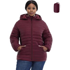 Plus Size Women's Packable Puffer Jacket 1X-6X Water-Resistant Lightweight Winter Coat(Exclusively for Plus Size)