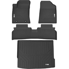 Floor Mats & Cargo Liner for 2024 2025 Hyundai Kona Electric (Kona Electric Models Only),1st 2nd Row with Trunk Mat,TPE All Weather Protection Slush Floor Liner Black