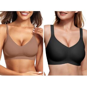Vertvie Seamless Bra(Coffee,S)+Support Bra(Black,S)