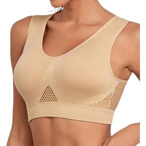 Women Breathable Bras No Underwire Slight Lift up Comfortable Air Sports Bra Removable Pads