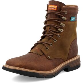 Twisted X Men's 8" CellStretch Lacer - Casual Western Boots for Men, Distressed Saddle & Cognac - Waterproof