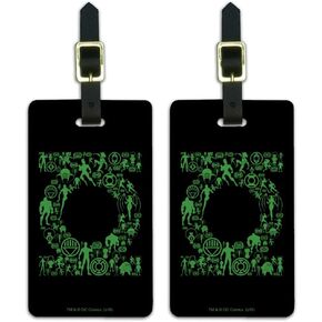 Green Lantern Green Lantern Icons Logo Luggage ID Tags Carry-On Cards - Set of 2