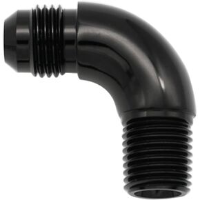 90 Degree Elbow One Piece Full Flow -10 AN Male to 1/2" NPT Male Fitting Adaptor Connector Aluminum Black
