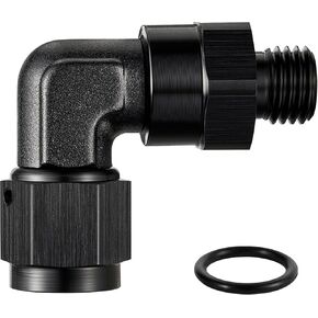 EVIL ENERGY 6AN Female to M12x1.5mm Metric Male 90-Degree Elbow Swivel Fitting Adapter Hose End Forged Aluminum Black