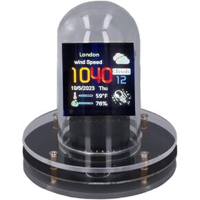 Nixie Tube Clock, 1.54 Inch IPS LCD Screen Weather Display 12 24 Hour Electronic Clock, RGB Digital Clock with Electronic Album Feature, for Home Office