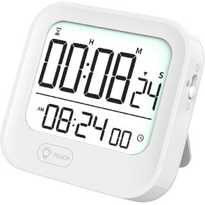 Digital Magnetic Pomodoro Timer and Alarm Clock Stopwatch for Study Time Management Productivity Efficiency Classroom Teacher Kitchen Cooking, Loud Volume, Vibration, Backlight