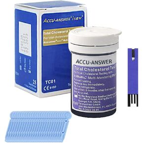 25 Cholesterol Test Strips for Accu-Answer 4-in-1 Meter (Meter is not Include), No Code Card, Easy to Use and Read.