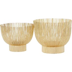 The Novogratz Metal Decorative Bowl Decorative Bowl Decorative Containers, Set of 2 Decorative Keepsake Boxes 11", 10"H, Gold