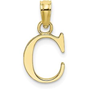 Solid 10k Yellow Gold C Block Initial Letter Alphabet Charm Pendant