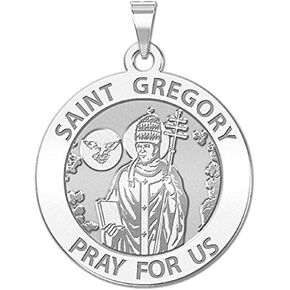 PicturesOnGold.com Saint Gregory Religious Medal - 3/4 Inch Size of a Nickel -Sterling Silver