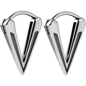 HZMAN Men Women Bike Punk Silver Stainless Steel Triangle Dangle Hoop Earrings
