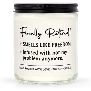 Shqiueos Retirement Gifts for Woman Men, Retirement Candle, Funny Retiring Farewell Gifts for Coworkers, Boss, Friends, Teachers, Work Bestie, Natural Soy Lavender Scented Candles