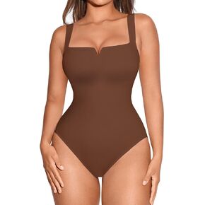FeelinGirl Square Neck Bodysuit for Women Sleeveless Tummy Control Slimming Bodysuit Going Out Tank Tops
