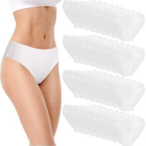 Vabean 40 Pcs Women's Disposable Underwear Polyester Cotton Ladies Briefs Panties Women for Travel Hospital Hotel Stays