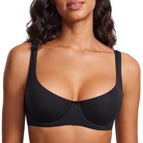 DOBREVA Women's Unlined Balconette Bra Underwire Supportive Plus Size Smooth Scoop Neck in Kuwait