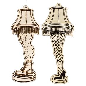 His and Hers Leg Lamps Christmas Ornament Set | Lady and Beefy Handmade Wood White Elephant Gifts