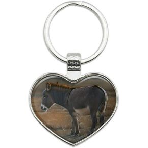 Burro Small Donkey Keychain Heart Love Metal Key Chain Ring
