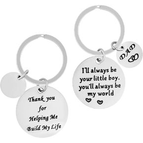HAQUIL You'll Always Be My World Dad Keychain, Keychain Gifts for Dad