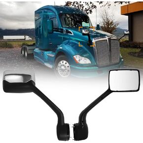 Chrome Hood Mirror for Kenworth T680 Peterbilt 579 Peterbilt 587 Door Mirror Replacement Driver Left Side LHD T680 Mirror Accessories