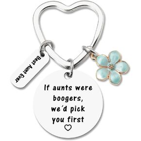 Best Aunt Gifts Keychain for Women Funny Auntie Birthday Mothers Day Christmas Gifts from Niece Nephew If Aunts were Boogers We’d Pick You First Keychains for Aunty New Aunt Stocking Stuffers