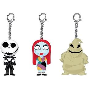 Disney The Nightmare Before Christmas 3-pack of Solid Rubber Keychains featuring Jack, Sally, and Oogie Boogie