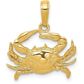 Roy Rose Jewelry 14K Yellow Gold Blue Crab Pendant