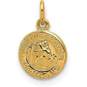 Solid 14k Yellow Gold Saint Christopher Medal Pendant Charm (8mm x 14mm)