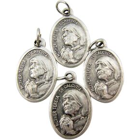 Bulk Lot of 4 Blessed Mother Teresa of Calcuta 1 Inch Silver Tone Medal Pendant