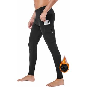 qualidyne Mens Cycling Pants Fleece-Lined 4D Padded Road Bike Tights Bicycle Biking Long Leggings