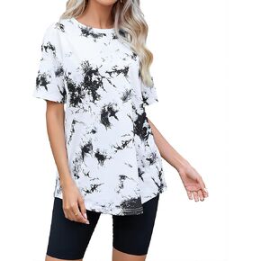 SOLY HUX Women's Tie Dye Shirt Short Sleeve Round Neck Tees Casual T Shirts Summer Tops