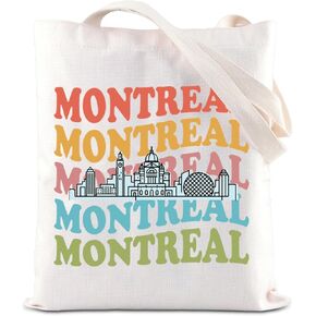 ENSIANTH Montreal Skyline Line Tote Bag Canada City Vacation Souvenir Canadian Reusable Shoulder Bag Montreal Cityscape Gift