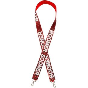 Lashicorn Sequin Purse Strap Oklahoma Crimson College Game Day Clear Handbag Replacement Strap Stadium Football University 49" Gold Hardware Clips