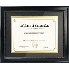 GraduatePro 8.5x11 Diploma Frame with Black Over Gold Mat or Display 11x14 Document Without Mat, CPA License Frame, UV Protection Acrylic, Mahogany with Gold Beads in Kuwait