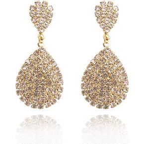 MagiDeal Wedding Earrings Gold Plating Teardrop Dangle Earrings