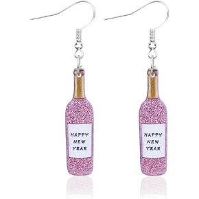 Happy New Year Earring for Women Glitter Christmas Dangle Earrings Sparkly Holiday New Year’s Eve Earrings Festive Party Jewelry Gifts