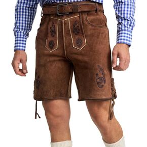 STEIGENHÖFER Men's Vintage-Style Lederhosen for Oktoberfest - Designed in Germany - Genuine Premium Goat Leather, Sizes 28-44