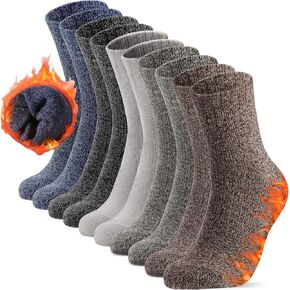 Merino Wool Socks Mens, 3 Pairs of Heavyweight Thermal Running Socks for Winter, Thermal Warm Boot Socks for Outdoor indoor, Moisture Wicking Soft Crew Socks fit Sizes 6-13