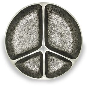 Peace sign bowl dish with 4 compartments Hand-Crafted Aluminum large metal silver bowl - One of a Kind - Beautiful Home Decor - Durable and Timeless