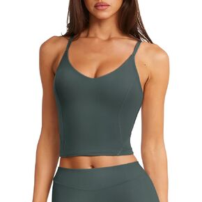 LASLULU Womens Adjustable Spaghetti Strap Sports Bra V Neck Wireless Padded Yoga Bra Camisole Workout Crop Tops
