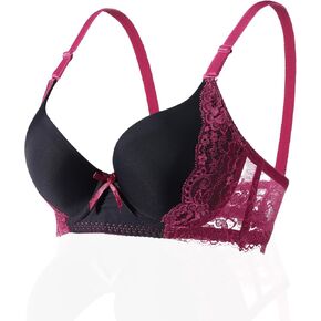 Push Up Bra for Women,Lace Bras with Underwire Cups,Comfort Padded T-Shirt Bra Add One Cup