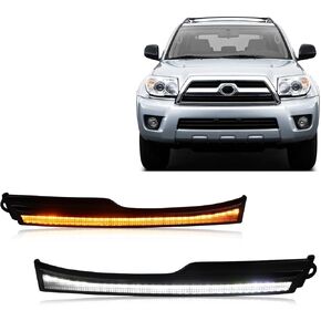Switchback White/Amber LED Front Fog Side Marker Headlight Daytime Running Lamp Amber Sequential Turn Signal Light Compatible with Toyota Tacoma 2012-2015 Replacement Bumper Grill (12-15)