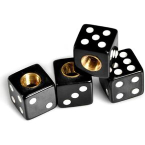 4PCS Dice Style Car Wheel Tire Valve Caps,Universal Aluminium Alloy Dustproof Tire Valve Stem Covers for Cars, SUV, Trucks, Bikes, Motorcycles, Bicycles(Black)